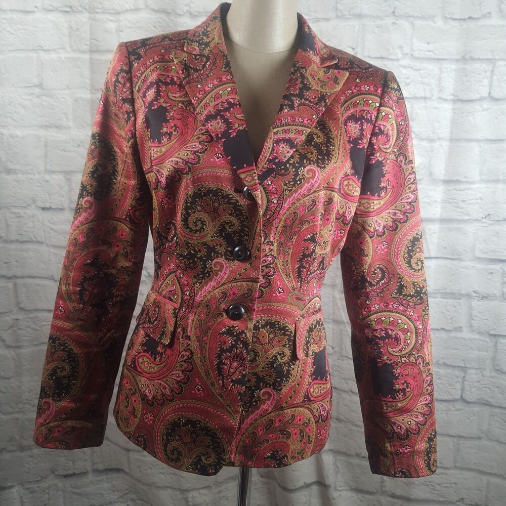 Tahari Arthur S Levine Women's Size 6 Paisley Blazer Business Jacket